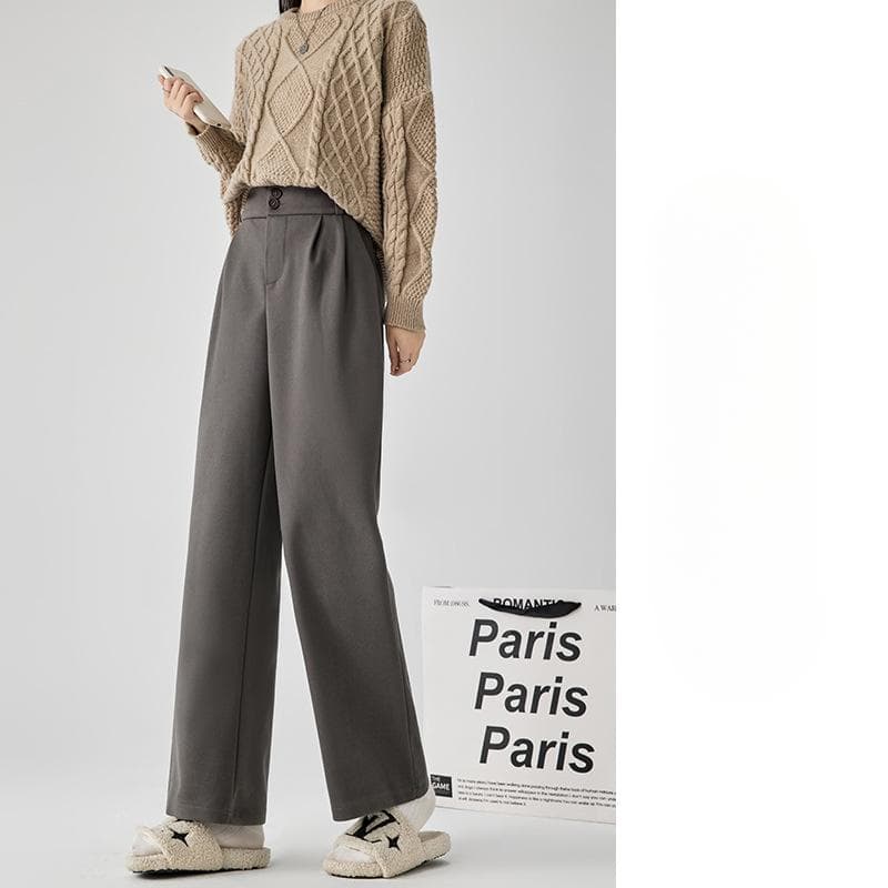 Women's Autumn and Winter New Style Thickened High-waisted Slimming Straight-leg Pants Elastic Waist Women's Pants Casual Pants Loose Wide-leg Pants XXL