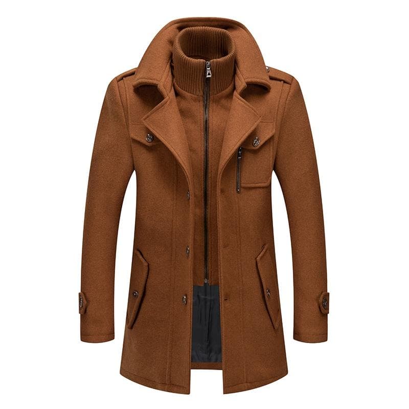 Trench Coat for Men Woolen Coat for Men Jackets for Men Fashion Jacket&coat Mens Coat Double Collar Coat Cold-proof Jacket L camel