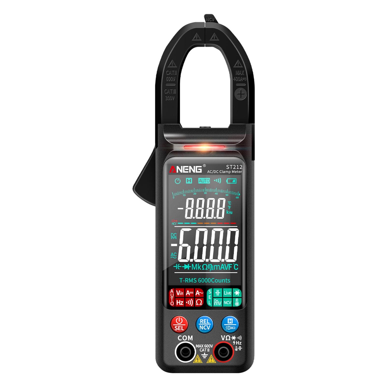 ANENG ST212 Clamp Meter Intelligent Digital Clamp Multimeter 6000 Counts Smart AC & DC Voltmeter black