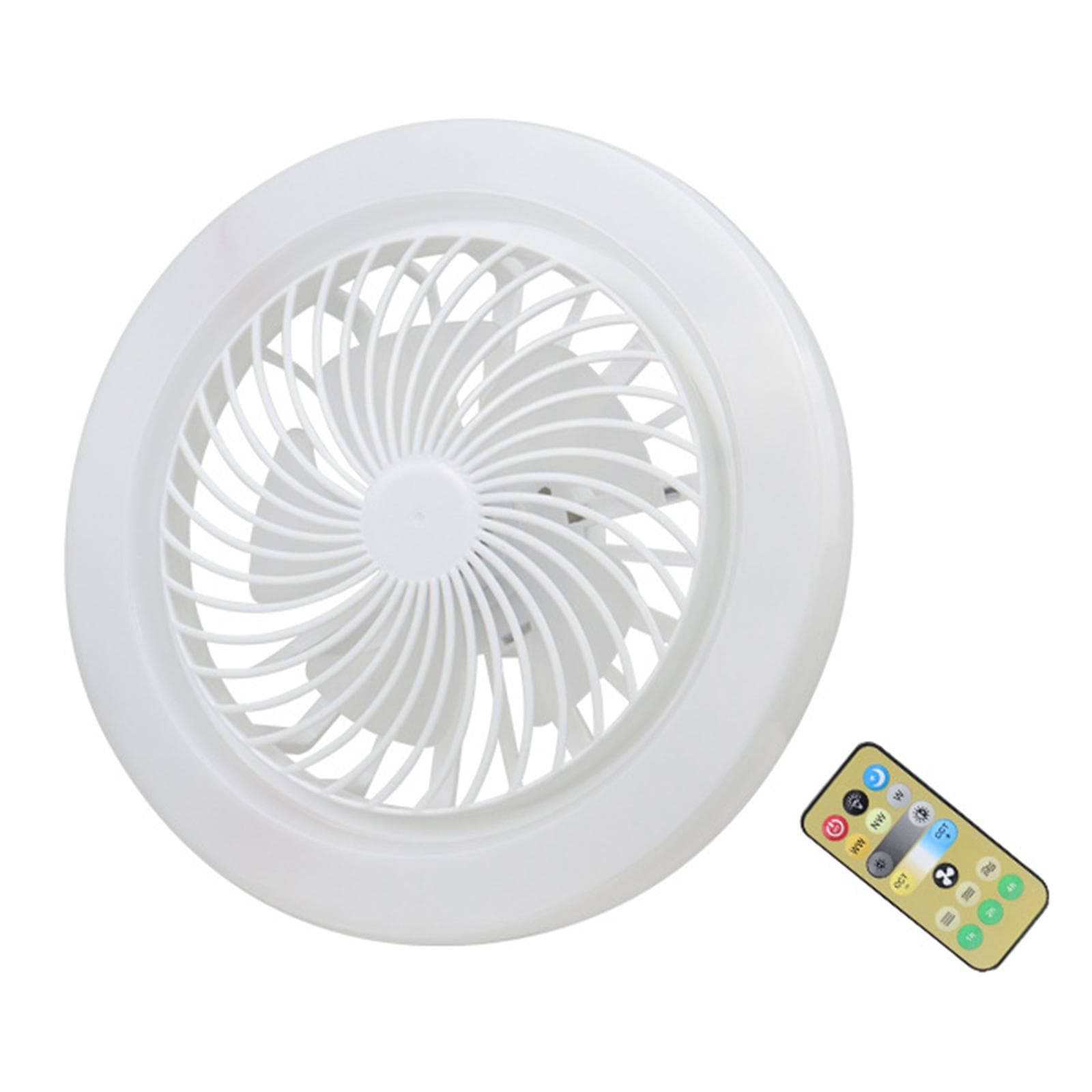 E27 Small Fan Light Silent Ceiling Fan with LED Light Adjustable Color Temperature Dimmable Fan 3 Light Colors white