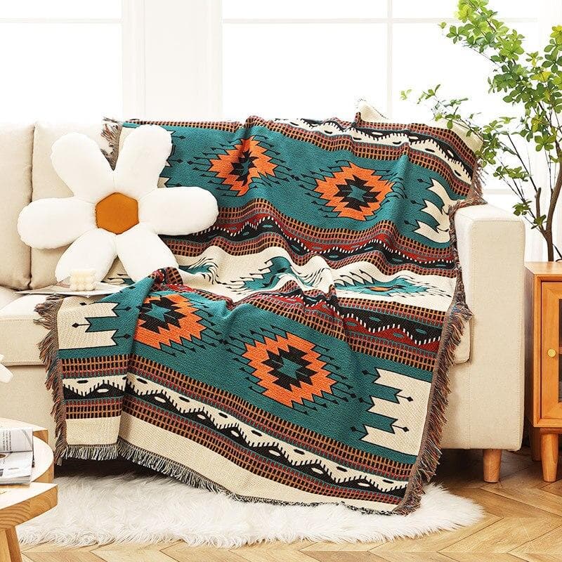 Double Side Bohemian Plaid Blanket for Sofa Bed Decorative Blanket Picnic Blanket Boho Sofa Cover Throw Blanket with Tassel 130x160cm
