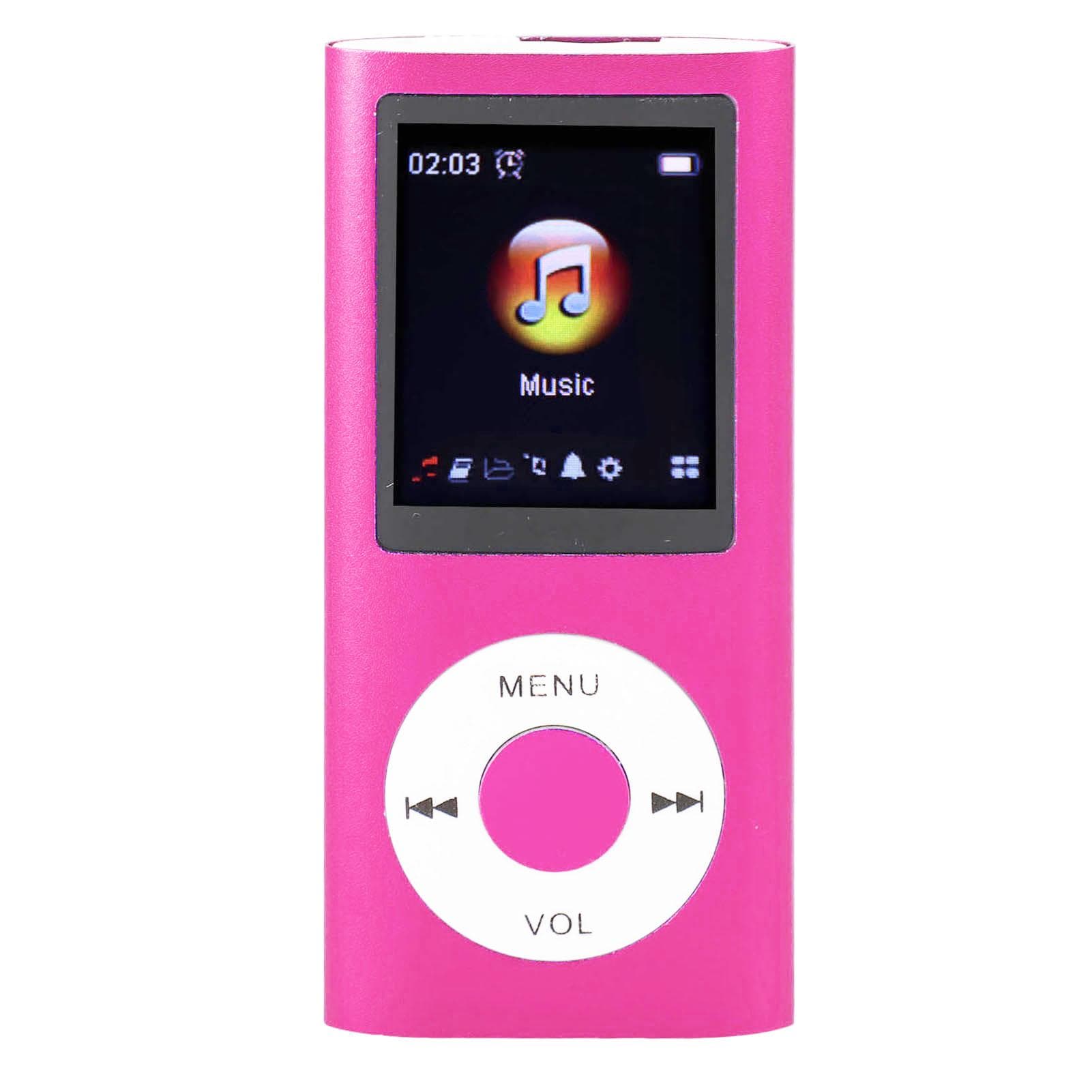 Portable MP3 Music Player 1.8inch TFT Screen HiFi Sound 7 Sound Effect Modes USB Rechargeable pink