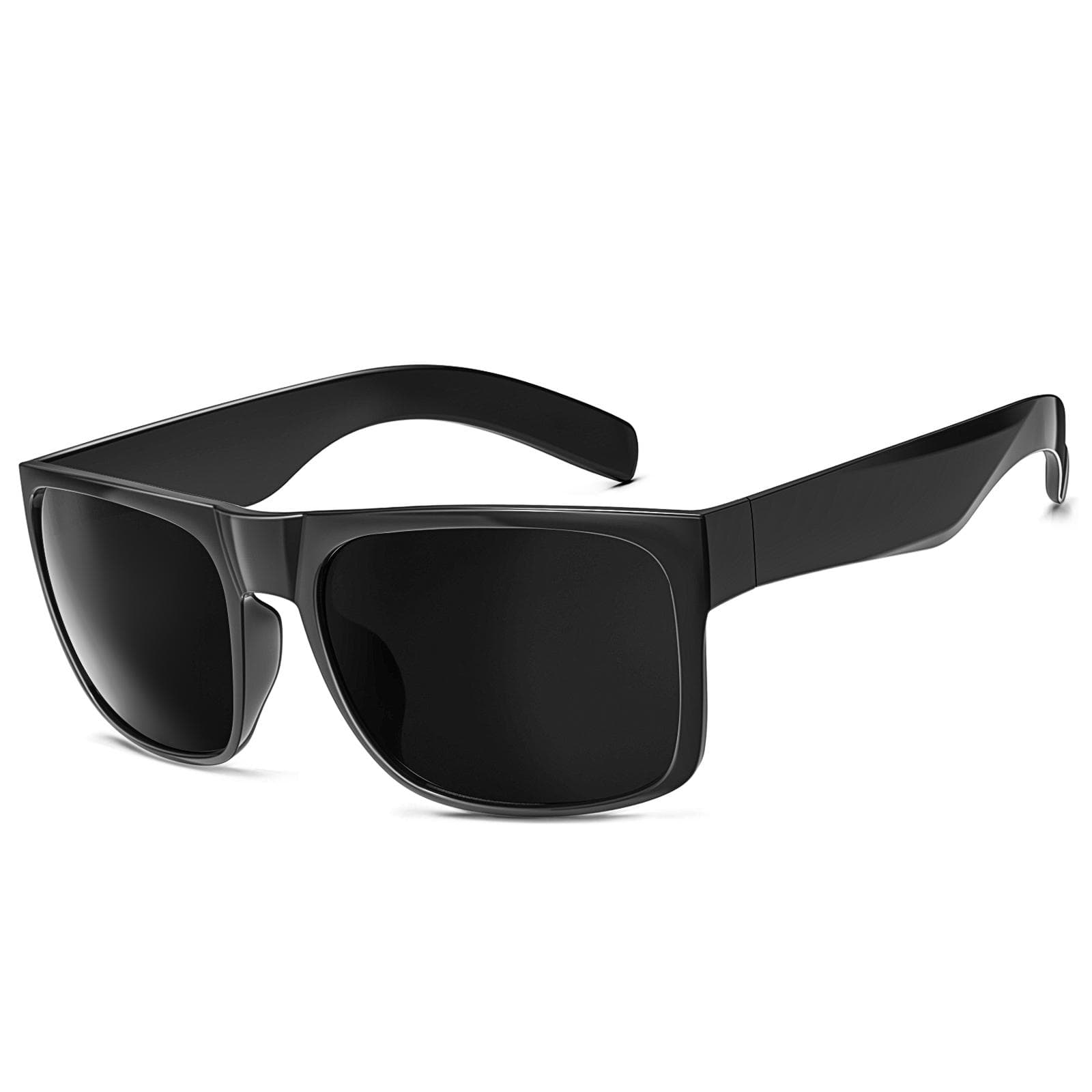 maxjuli XL Extra Large Square Sunglasses for Men Wide Head Dark Black Sun Glasses 149mm W8004