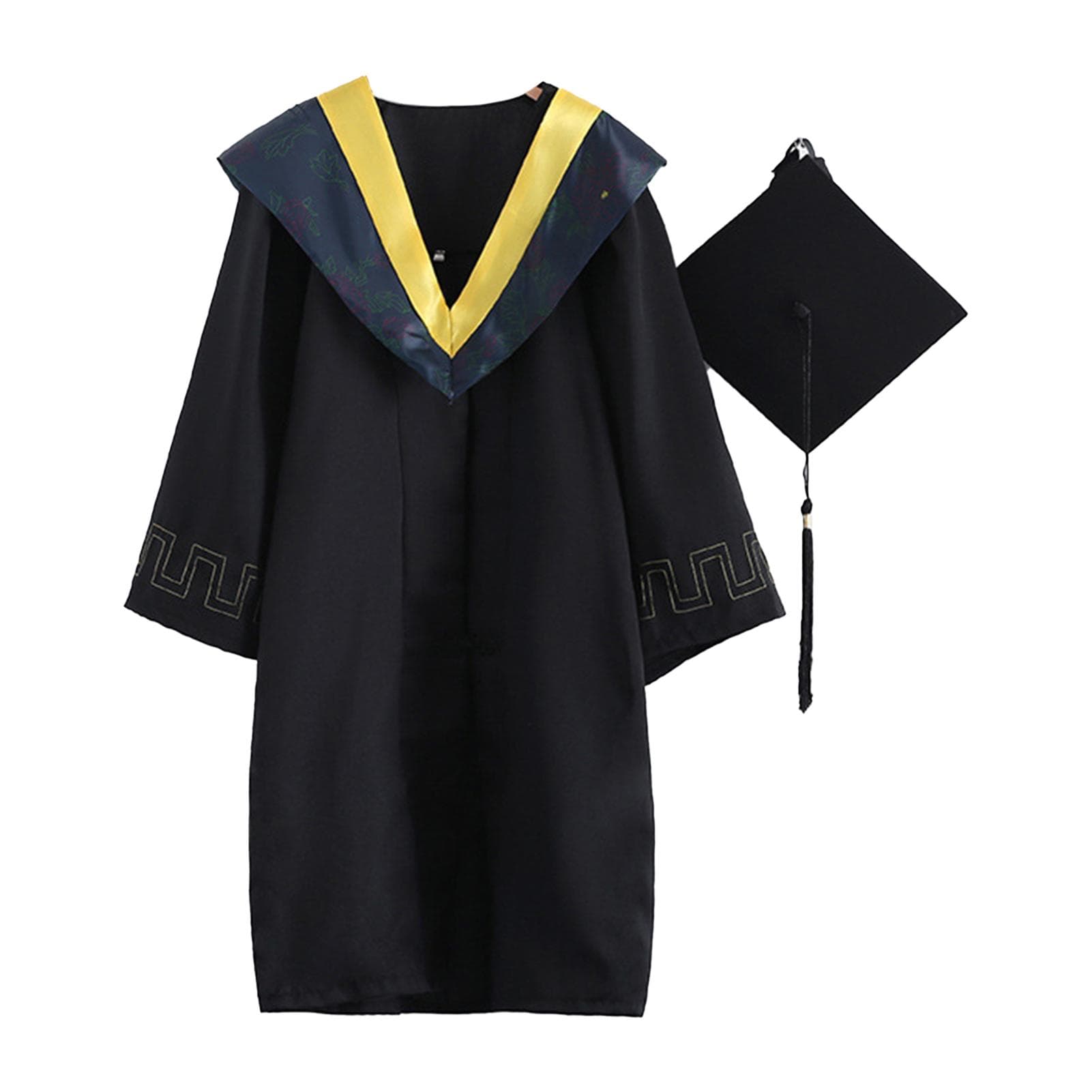 2021 Adult Graduation Gown Long Sleeve University Academic DresS Zip Closure Plus size Graduation Gown Robe Mortarboard-Cap L