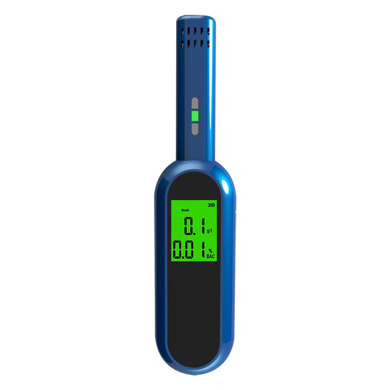 Rechargeable Breath Alcohol Tester LCD Digital Breathalyzer Blowing Alcohol Tester Portable blue