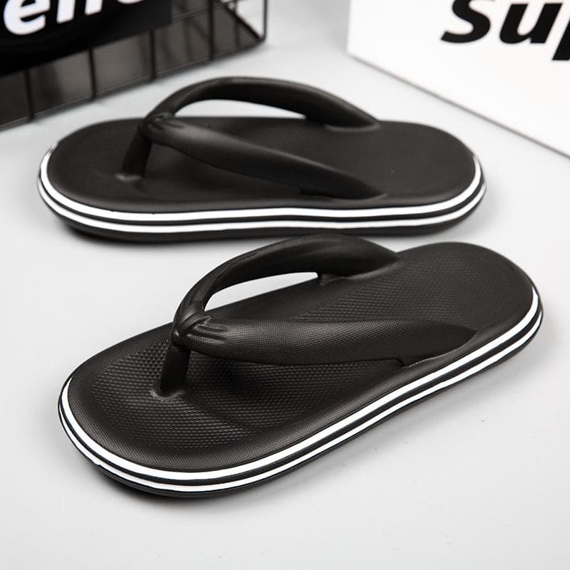 Flip Flops Mens Thong Sandals Summer 2022 New Female Shoes Thick Bottom EVA Non-slip Slide Slippers Outdoor Indoor Couples Shoes 35 black