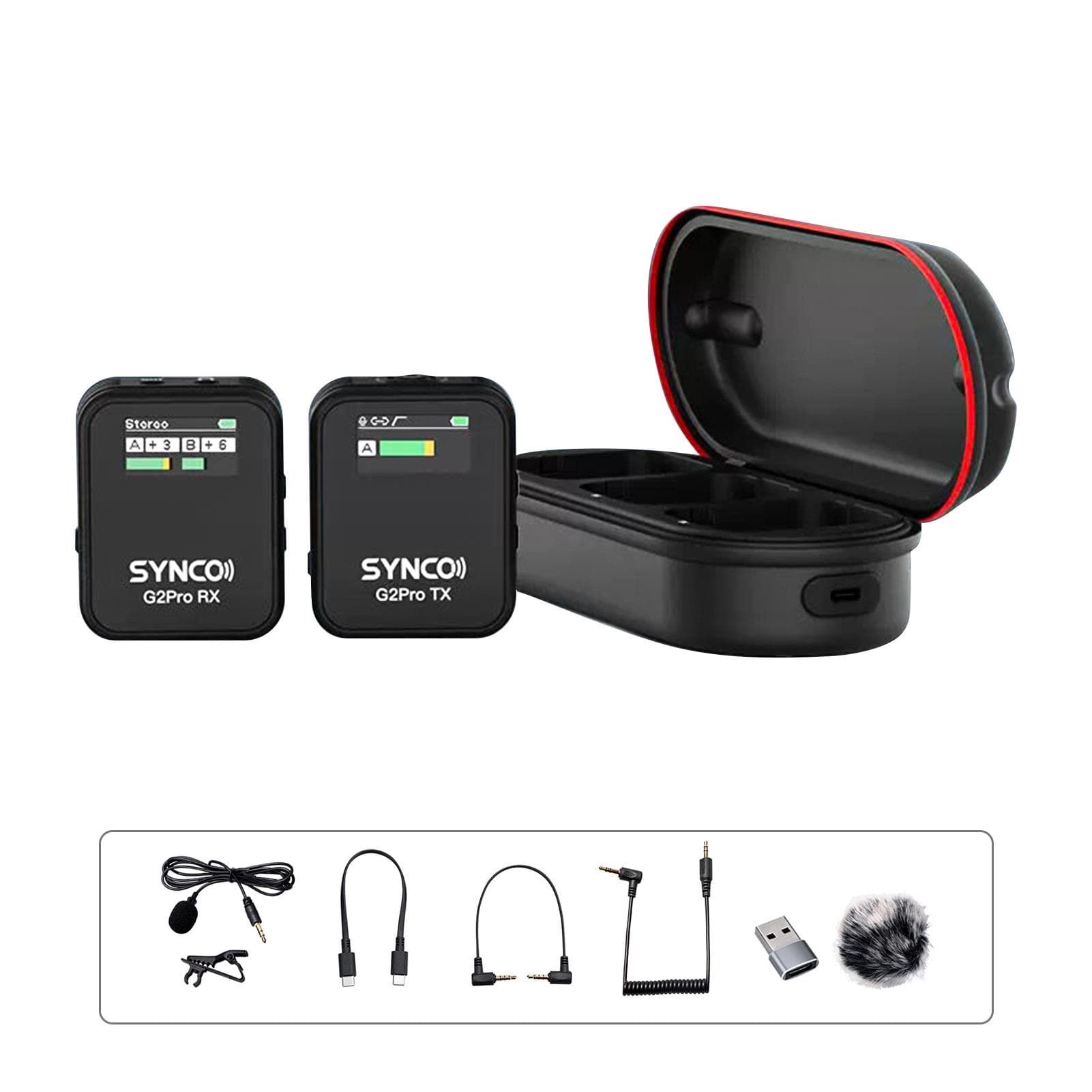 SYNCO G2A1 Pro Wireless Microphone System with 1 Receiver & 1 Microphones 200M Transmission Range 6 1 Receiver & 1 Microphone black
