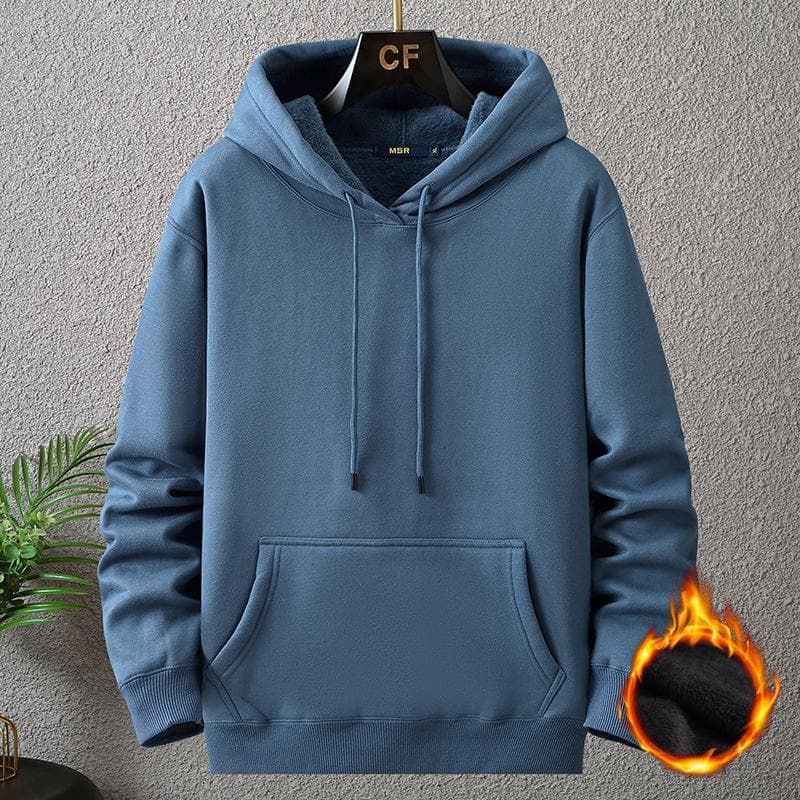 12XL 10XL Plus Size Hoodies Autumn Winter Thick Fleece Hoodie Male Big Size 12XL Hooded Pullover Solid Color Hoodies Men 3XL denim blue