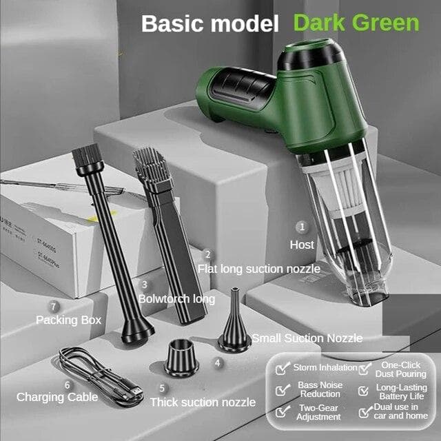 13000Pa Wireless Car Vacuum Cleaner Brushless Motor Handheld Auto Cordless Mini Portable Vacuum Cleaner For Car Home Pet Cleaning green