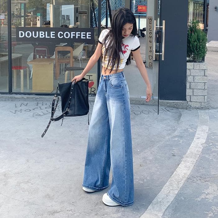 Women's Spring Straight-leg Pants Women's Spring High Waist Loose Hips To Make Them Look Slim Wide-leg Jeans Women's Spring XL