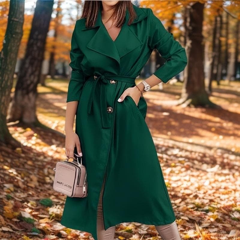 Extra Long Women's Coat Large Size Windbreaker Lace-up Coat XL