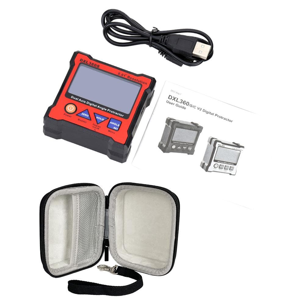 DXL360S Dual Axis Digital Angle Protractor with 5 Side Magnetic Base High-precision Dual-axis glossy PET + spray PEI