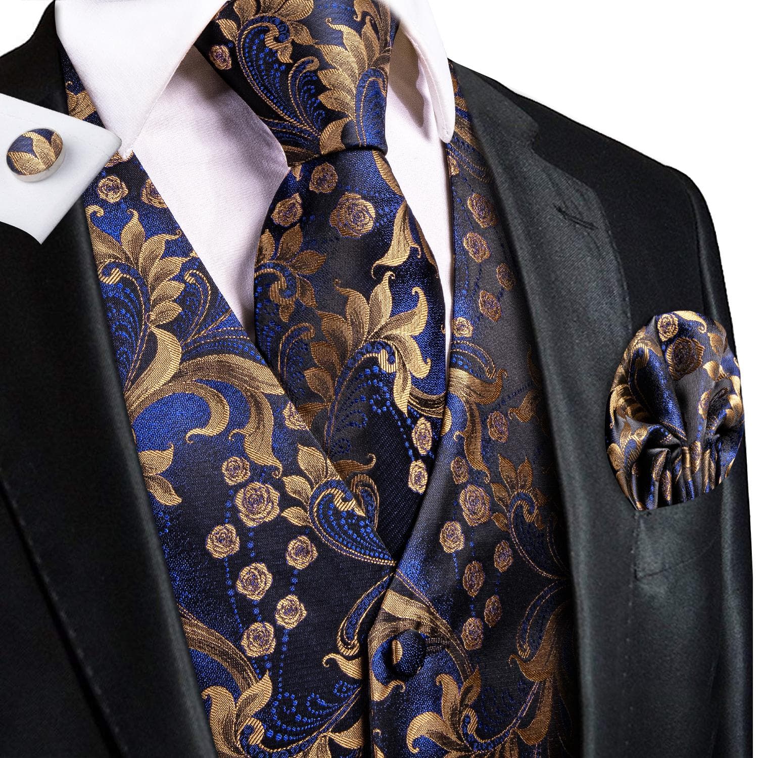 50 Colors Mens Vest Sleeveless V-Neck Pockets Waistcoat Tie Set Wedding Casual S