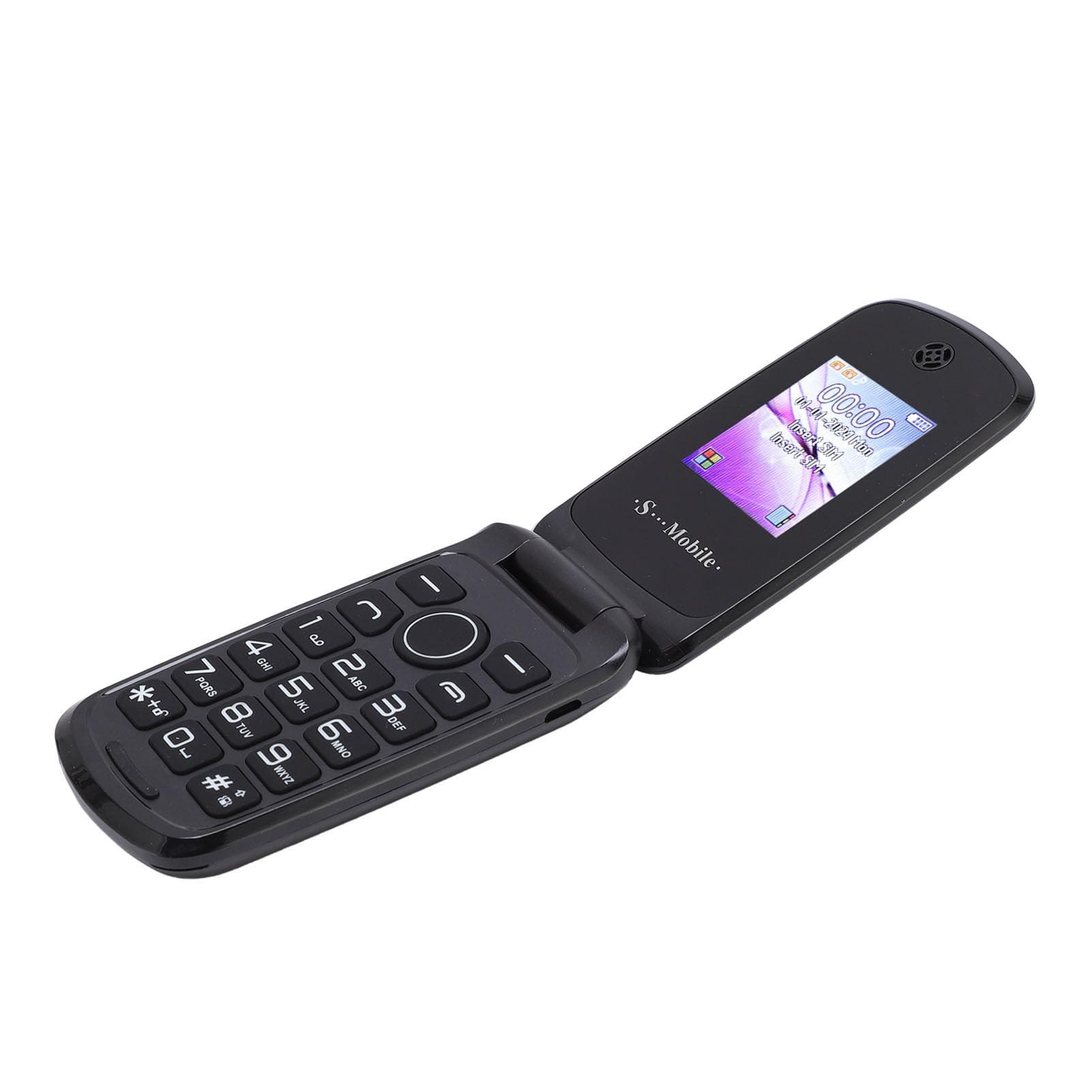 2G Flip Phone for Elderly Dual Card Dual Standby Keypad Cellphone 1200mAh Battery Support BT Music black