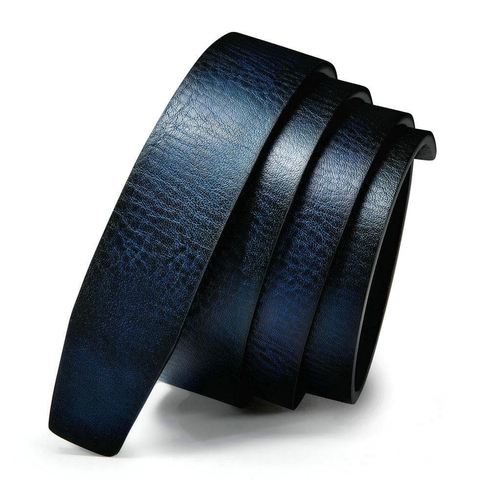 Men Replacement Belt Blue/Brown/Coffee Genuine Leather Belt Ratchet Straps Belt No Buckle 120cm/47in blue