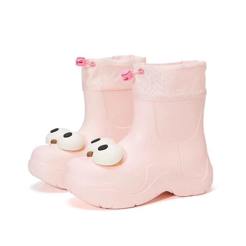 Women Rain Boots Cute Big Eyes Rain Shoes for All Ages Ladies EVA Insole Anti-Slip Gumboots for Women and Girls 38-39Foot length(240mm) pink