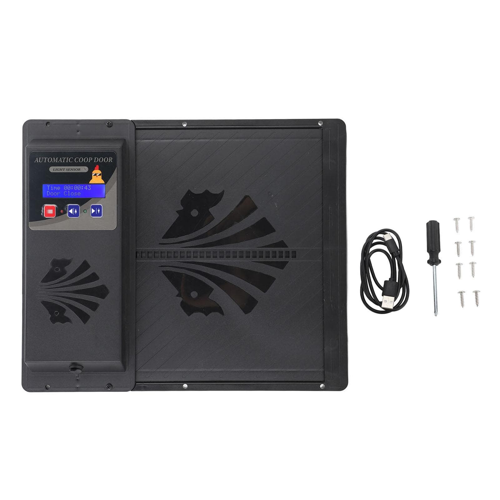 Automatic Chicken Coop Door USB Horizontal Opening Automatic Chicken Coop Door Opener with Timer black