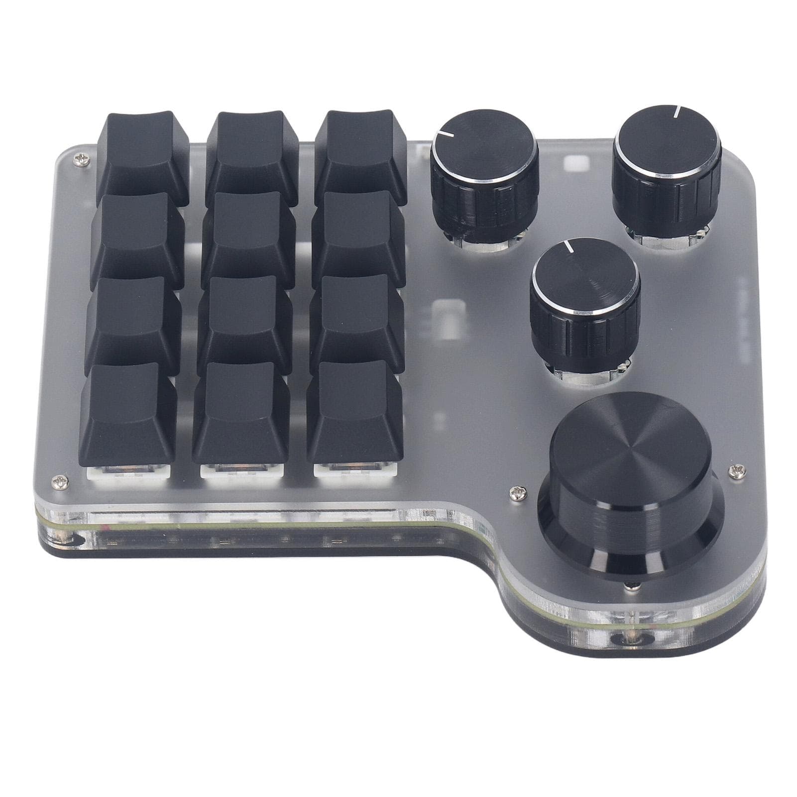 USB Mini Macro Mechanical Gaming Keyboard Programmable USB C BT 2.4G 3 Modes 12 Keys 4 Knobs Blue