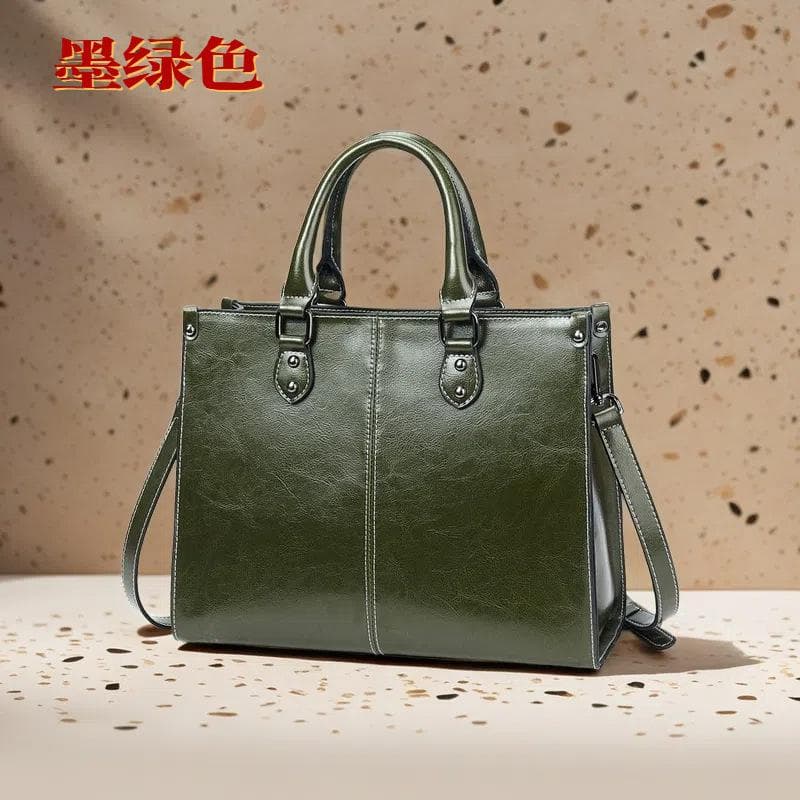 Spring Women's Bags, Single-shoulder Leather Crossbody Bags, Casual Leather Handbags, and Ladies' Bags green
