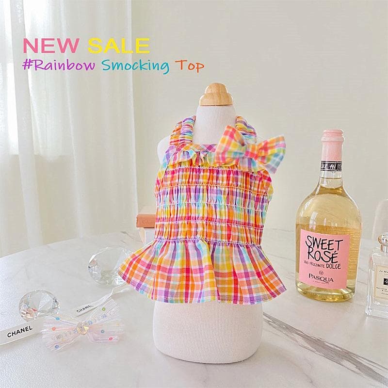 Spring and Summer Dog Korean Version of Colorful Vacation Style Sub-bow Suspender Skirt Cat Two Feet Pet Dog Clothes XXL