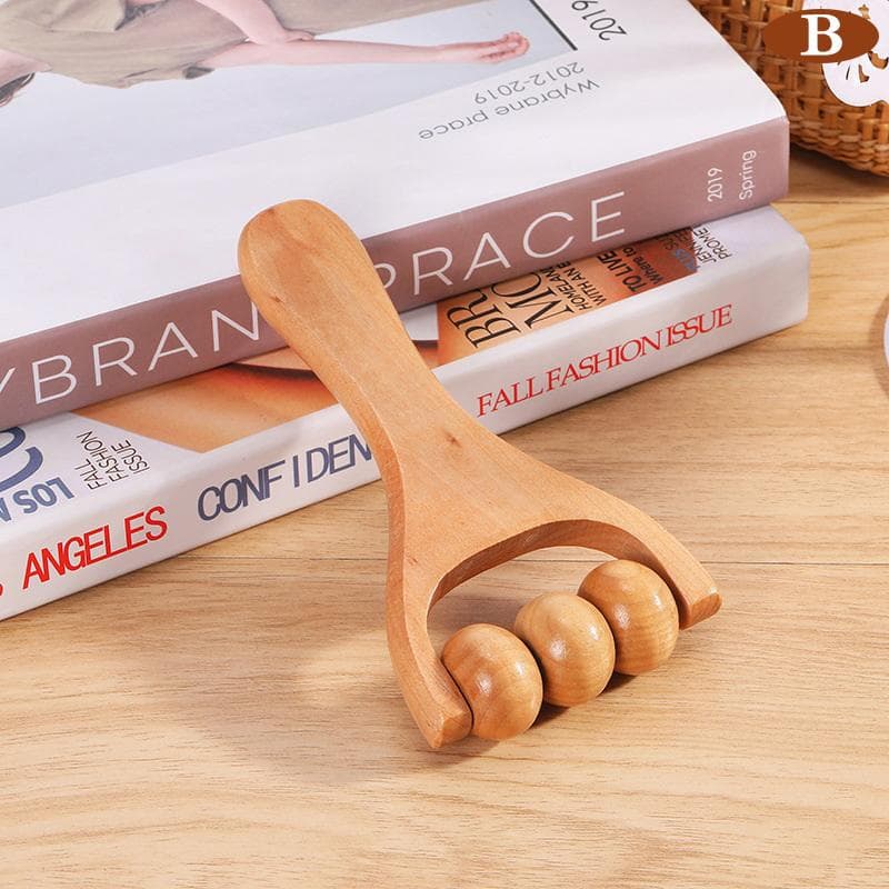 Wooden Roller Massager Neck Shoulder and Leg Universal Hand Massager Massage Tool Foot Massager B