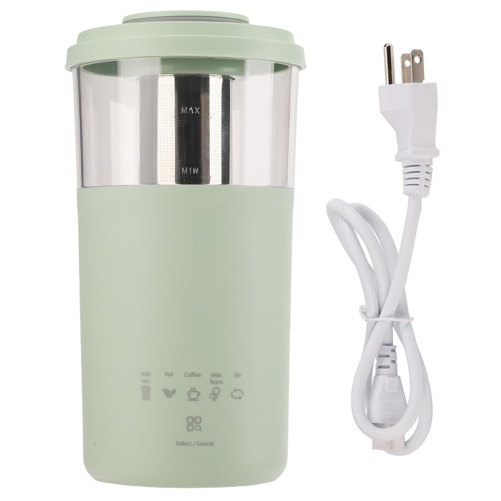 Electric Milk Frother 350ml Magnetic Stirring Heating Small Portable Electric Milk Foamer Coffee L green