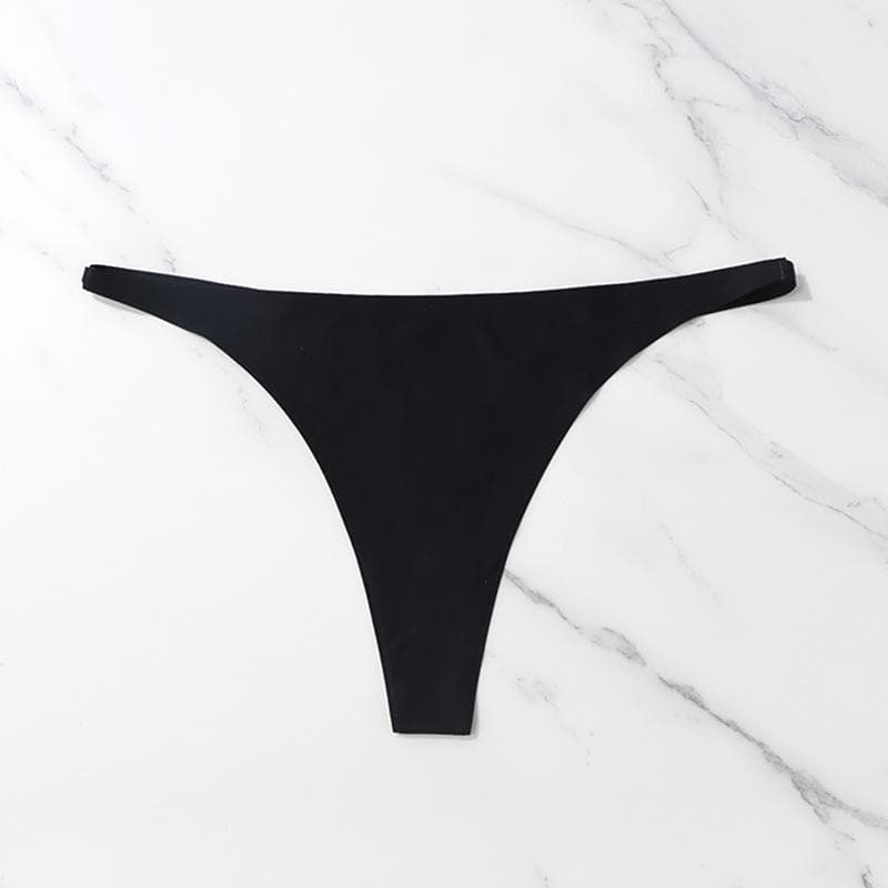 Ice Silk Seamless Panties For Women Soft Thin Band Thongs Woman Satin Underwear Female Bikini Panties String Tangas Mujer S black