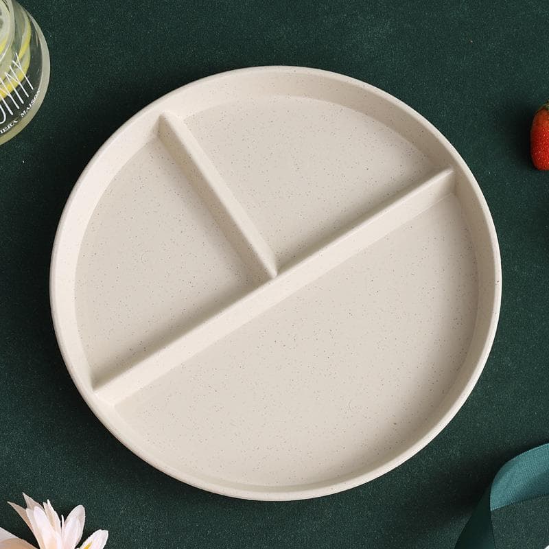 Eco-Friendly Wheat Straw Divided Plate Fruit Salad Food Tray Dinner Plate Compartment Plate Kitchen Dinnerware Plates beige