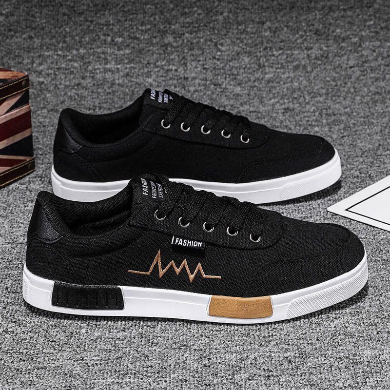 Canvas Shoes Men's Spring Breathable Casual Shoes Men's Non-slip All Match Low Top Men's Shoes Trend Skate Shoes 44 gold/black