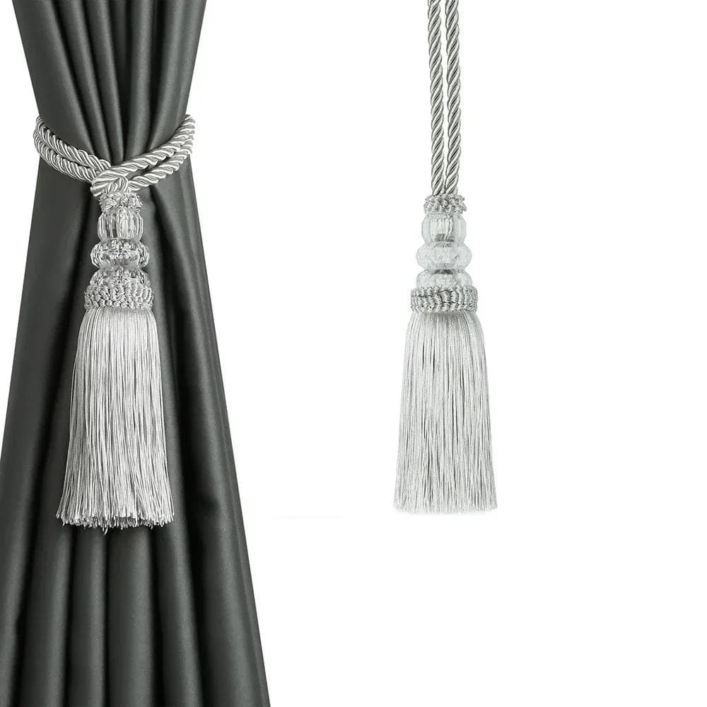 1PC Curtain Tassel Tieback Curtain Holder Tiebacks with Plastic Ball Accessory Curtain Tie Backs Bandage Rope Decorative silver