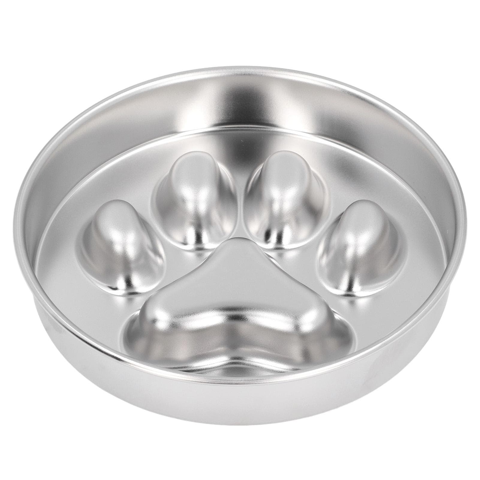 Slow Feeder Dog Bowls Stainless Steel Rust Resistant Paw Print Shallow Pet Food Bowl For Large Dog