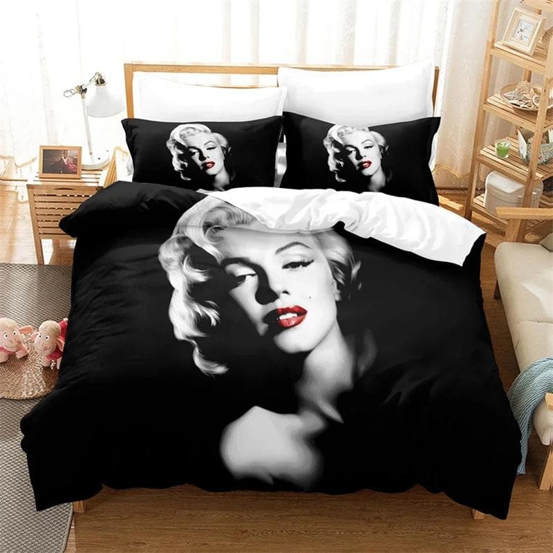 3D Marilyn Monroe All Season Duvet Cover Bedding Comforter sets Soft Quilt Cover and Pillowcases Single/Double/Queen/King 155x220cm 3pcs