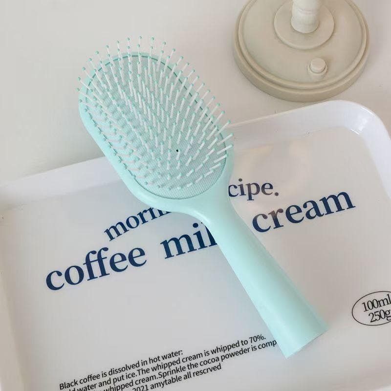 1Pc Macaron-Colored Portable Anti-Static Hair Comb, Air Cushion Massage Hair Brush Hair Smooth And Fluffy Ideal For Men And Women Detangling Brush green