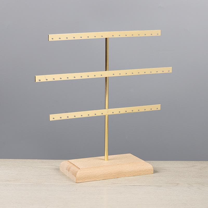 Fashion 52 Holes Earrings Display Stand Necklace Bracelet Anklet Stud Earring Jewelry Storage Rack Holder With Base gold