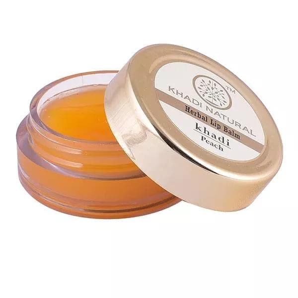 Lip Balm with Peach, Beeswax and Honey (5 g), Peach Lip Balm - With Beeswax and Honey, Khadi Natural 6.375