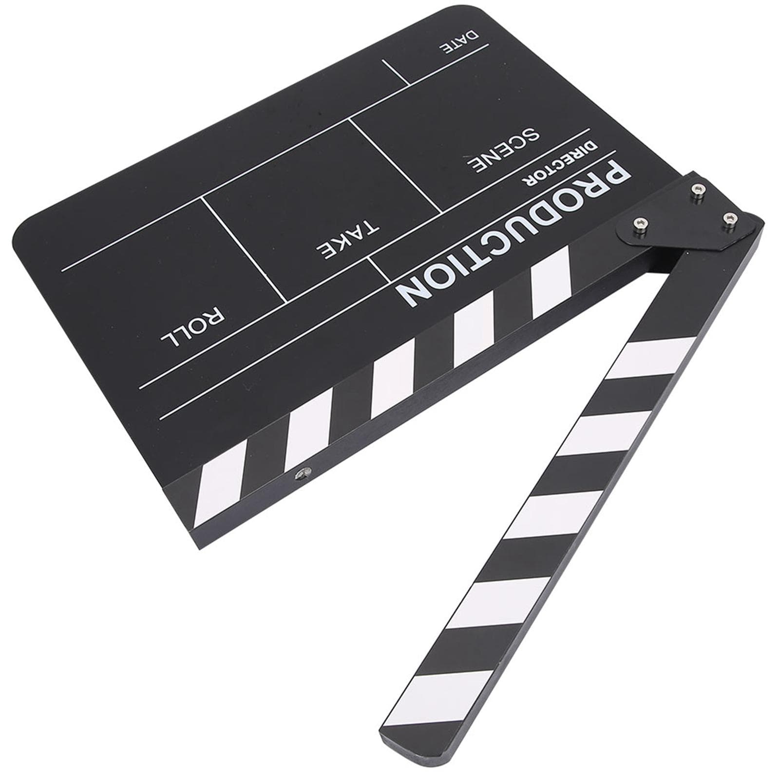 Acrylic Director Scene Clapperboard TV Movie Action Board Film Cut Prop with Pen (Black)
