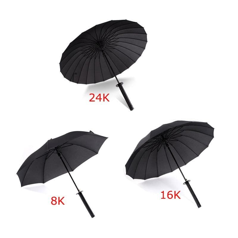 New Creative Long Handle Large Windproof Samurai Sword Umbrella Japanese Ninja-like Sun Rain Straight Umbrellas Automatic Open 24K black