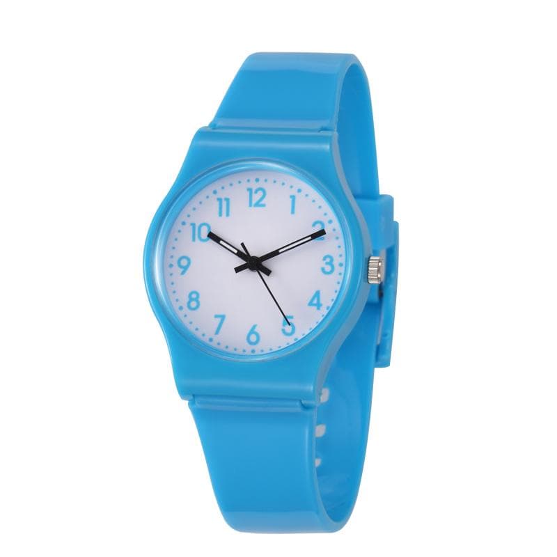 Children Multi Colors Rubber Band Watches Kids Quartz Wristwatch Child Girls Boy Clock blue