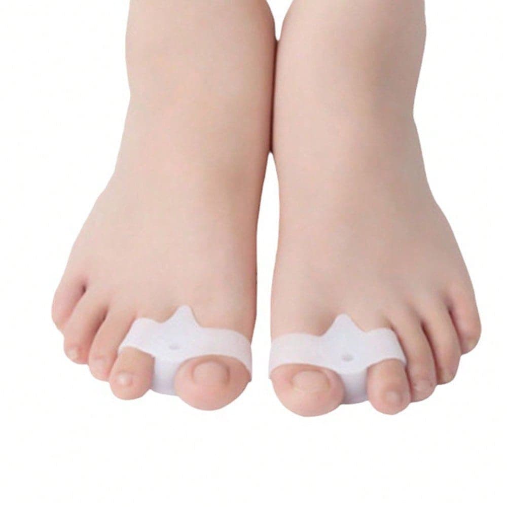 2 Pairs Of Silicone Thumb And Toe Separators, Wear-Resistant Day And Night Use, Toe Stacking Separation Corrector, Comfortable Foot Protection Tool white