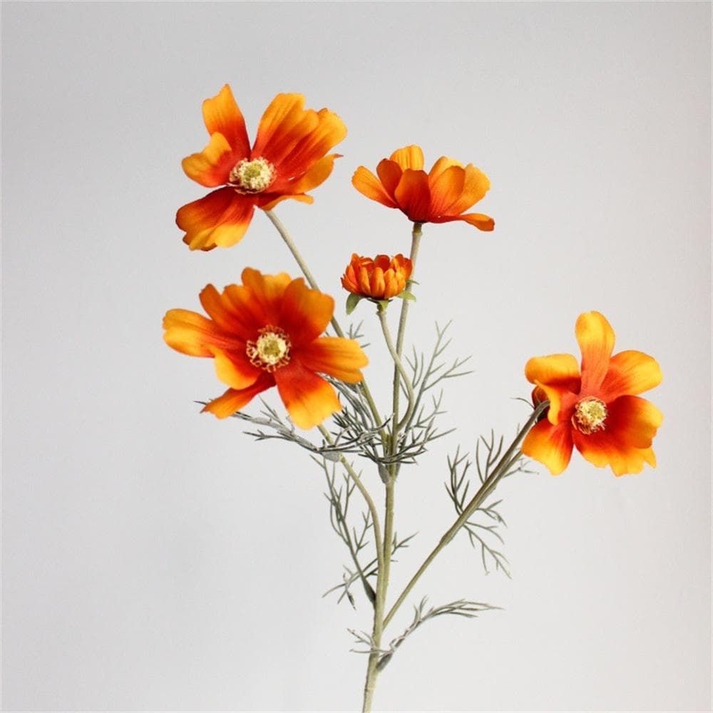 Artificial Gesang Flower Single Branch 4 Fork Queen Cosmos Fake Flower Silk Flower Bouquet Living Room Wedding Home Decoration orange