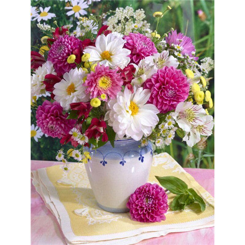 DIY 5D Diamond Painting Flowers vase Diamond Embroidery Full Round Cross Stitch 20X30CM