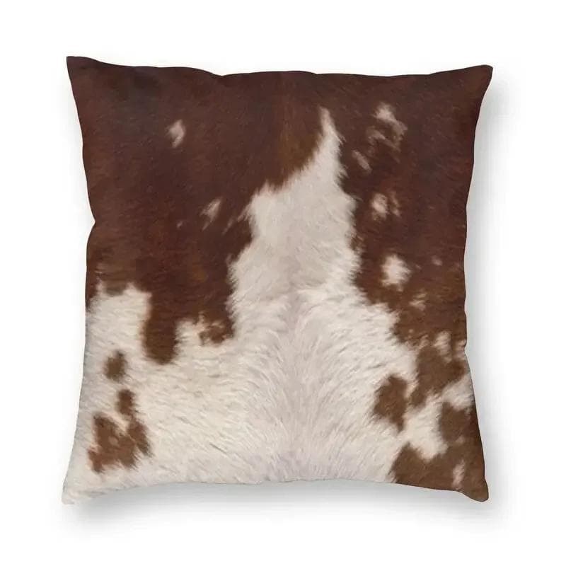 Faux Fur Modern Cowhide Texture Pillowcover Decoration Animal Hide Pattern Skin Leather Cushion Cover Throw Pillow Printing 45x45cm brown