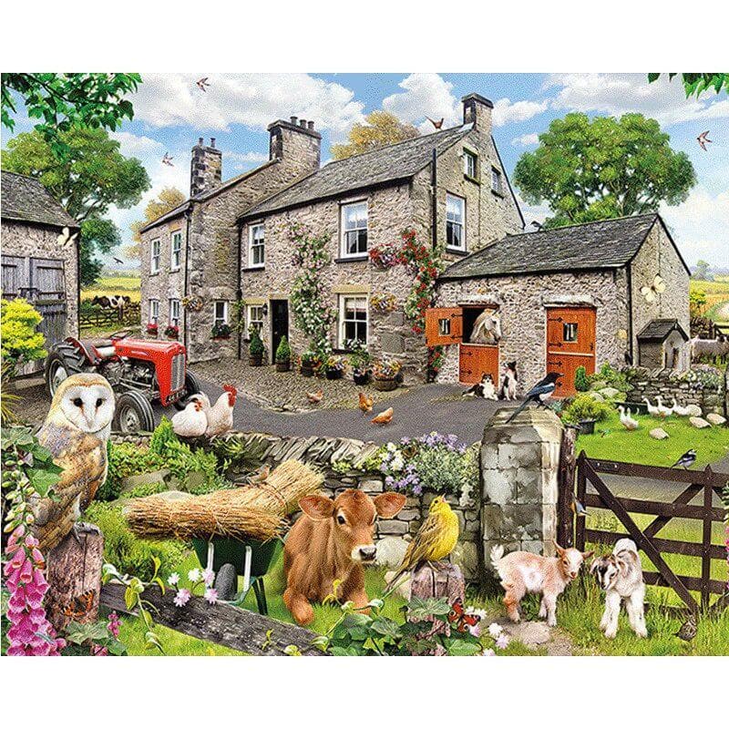 Diamond Painting Cross Stitch Diamond Animals & Stone House Mosaic Needlework Diamond Embroidery 20X30CM