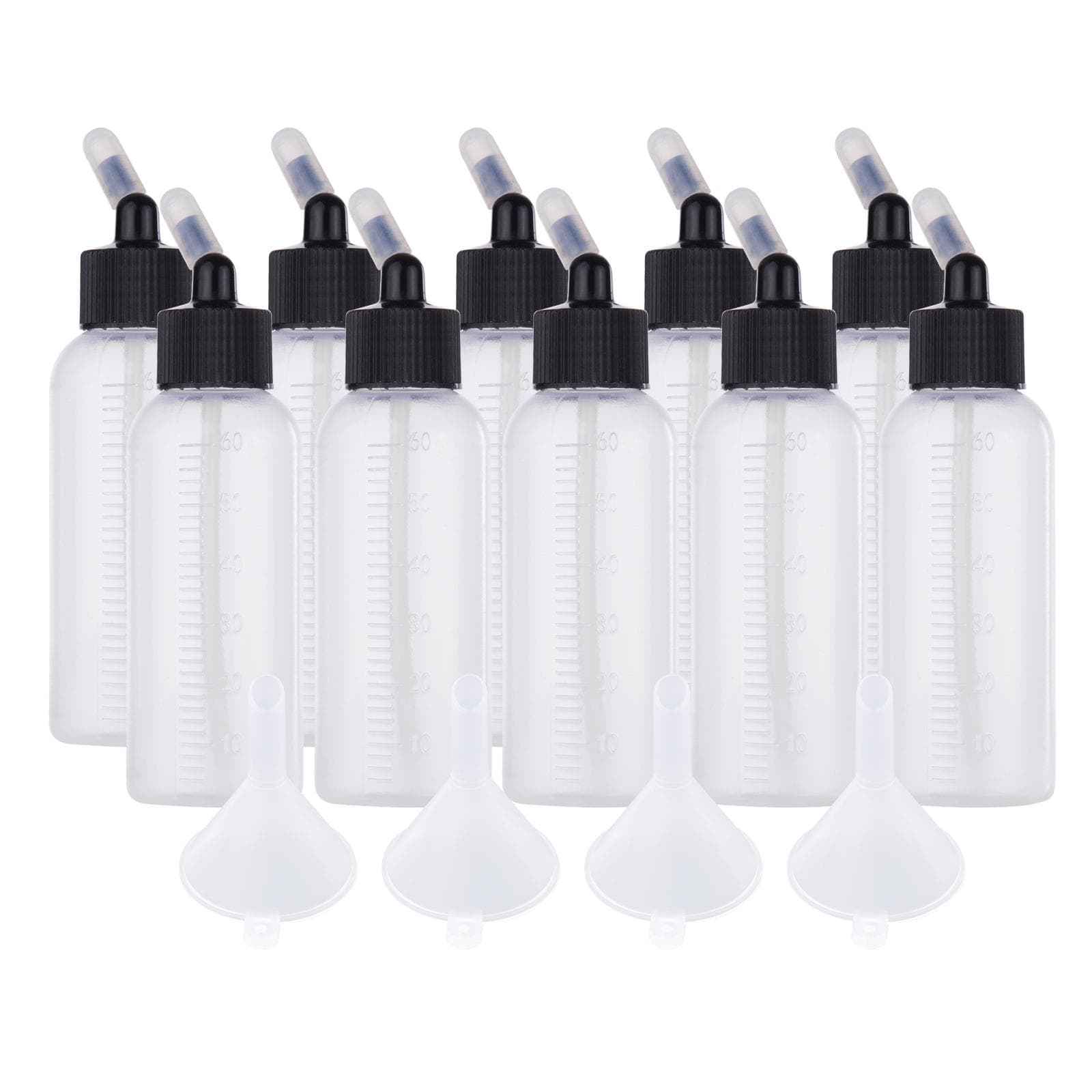 10pcs 65ml Airbrush Paint Bottle and Storage Bottle with 4pcs Funnel Scale Line Compatible with