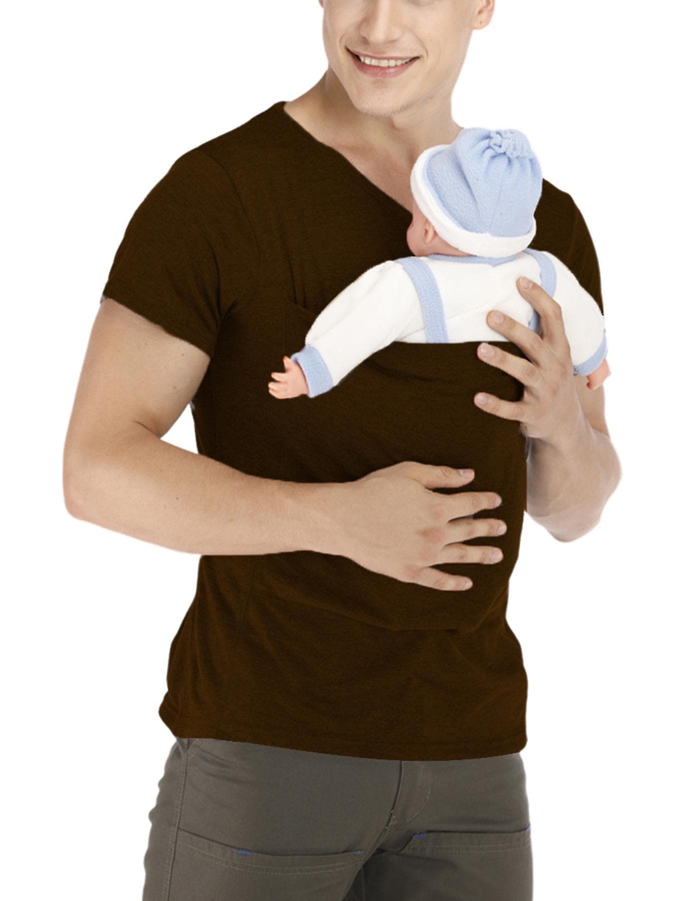Kangaroo Mom & Dad Multifunctional Nursing Pullover Casual Round Neck T-shirt S
