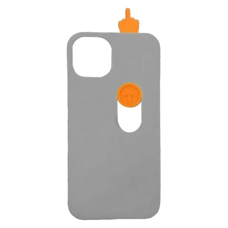 Middle Finger iPhone Series Anti-fall Silicone Case 3D Printed Sliding Phone Case Interesting Middle Finger Phone Case iPhone 12 Pro Max grey