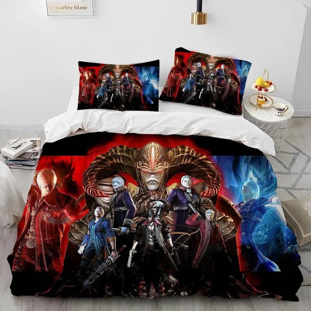 Game D-Devil May Cry DMC Gamer Bedding Set Duvet Cover Bed Set Quilt Cover Pillowcase Comforter king Queen Size Boys Adult 70x133cm 2pcs