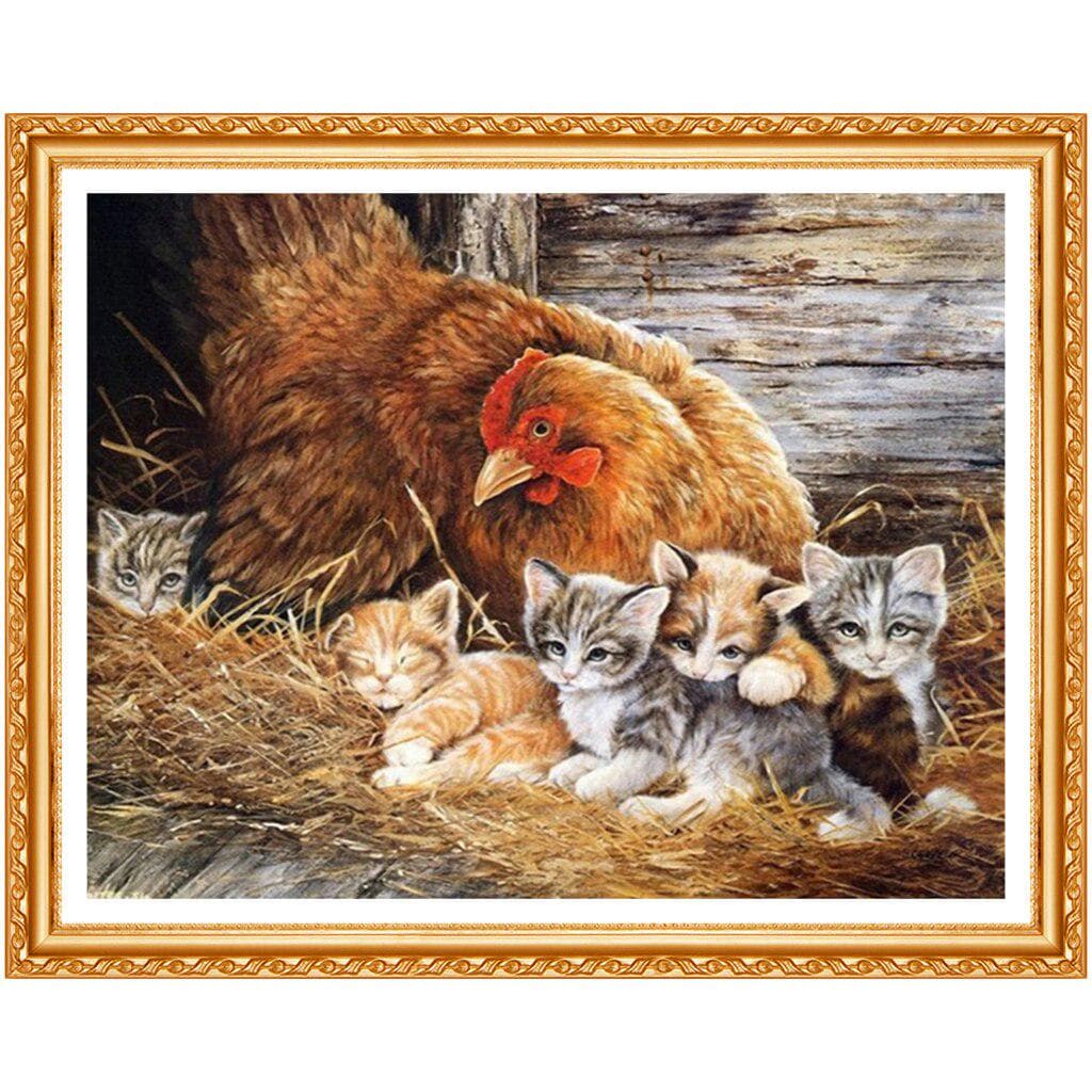 Diamond Embroidery Cats Pattern Pictures of Rhinestones Country Style Home Decor Needlework Arts 20X30CM