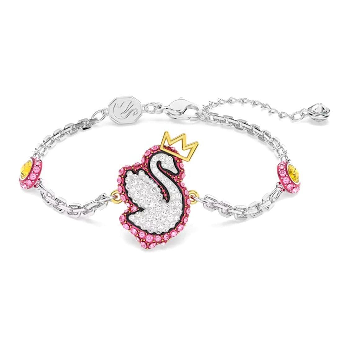 Swarovski Fashion Versatile Trendy Swan Rhodium Plated Bracelet Women bracelet Pink 5650188 Box (Random Color)