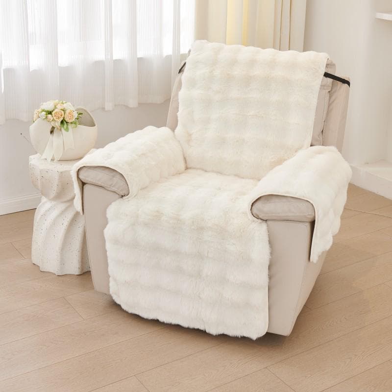 Winter Plush Anti-Slip Chivas Massage Chair Cushion - Solid Color, Thickened, One-Piece Armrest or Backrest 66*50cm off-white